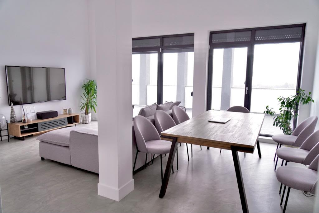 Living luminos cu ferestre panoramice
