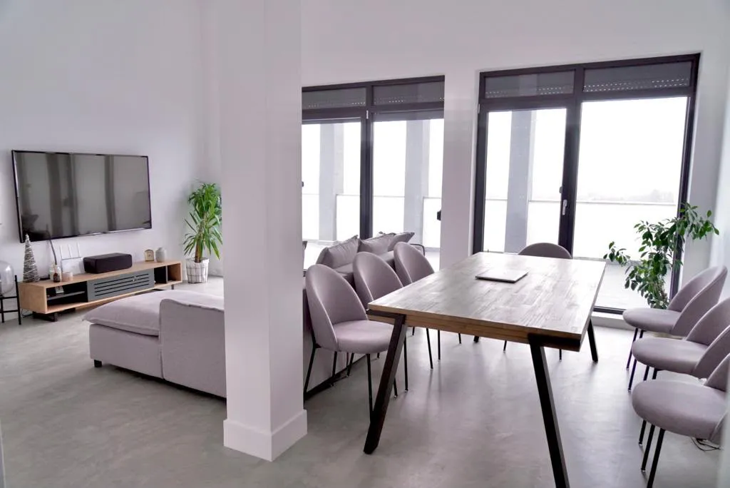 Living luminos cu ferestre panoramice